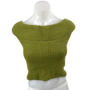 NEW Fashion Nova In Too Deep Olive Green Off Shoulder Knit Crop Sweater Top XS